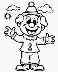 Fototapeta premium Happy Clown with Winter Hat and Buttons