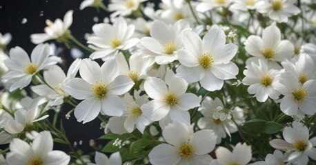 Obraz premium Delicate white petals of various blooming flowers, botany, peaceful, spring, floral, white
