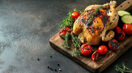 Roasted Chicken with Fresh Vegetables and Herbs