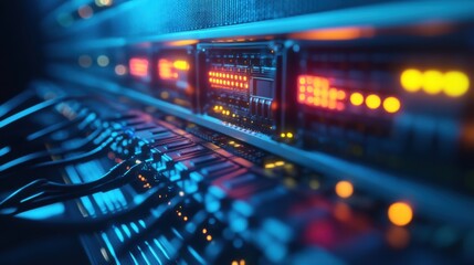 Abstract network of digital data flowing across the computer screen, powering the global internet market .  Network Switch