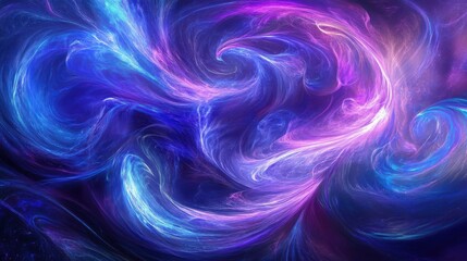 Fototapeta premium Abstract swirling cosmic nebula with vibrant blue and purple hues