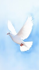 Graceful White Bird Soaring Against a Clear Blue Sky Evoking Freedom and Tranquility in a Peaceful Natural Setting Ideal for Wildlife Photography