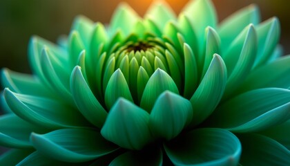 Fototapeta premium A detailed macro photograph of a succulent, highlighting its rich green hue and the delicate structure of its petals. The image evokes a sense of calmness and natural beauty.