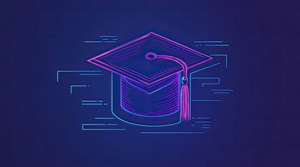 Outline Of Graduation Cap: A simple outline illustration of a graduation cap, ideal for minimalist designs, logos, and educational graphics. 
