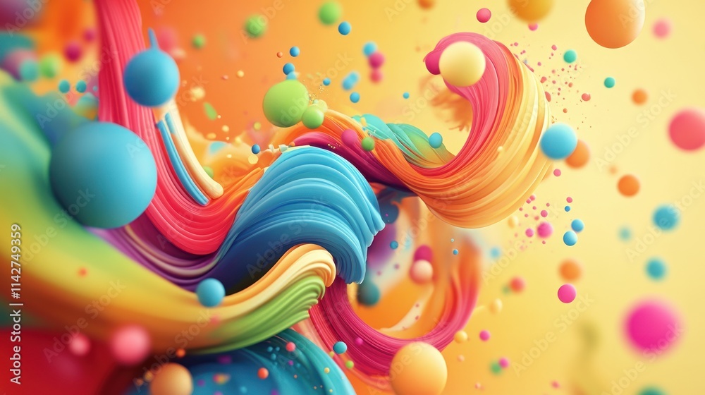 Aufkleber A vibrant swirl of colorful shapes and textures creating an abstract, dynamic composition.