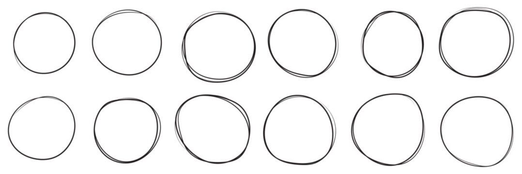 Circle line sketch icon in hand drawn style. Circular scribble doodle vector illustration on isolated background. Pencil or pen bubble sign business concept.