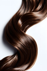 Fototapeta premium Flowing long curly strand of hair, isolated on white background