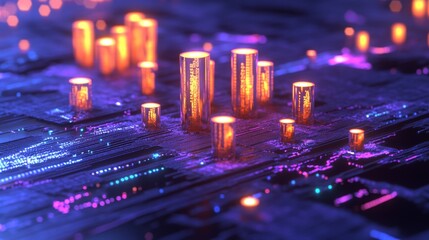 3D Warm Light Indicators with Copy Space