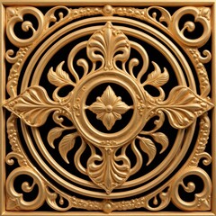 Golden decorative element, on black background