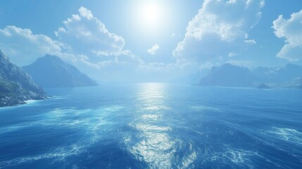Ocean: A beautiful ocean background showcasing the vast blue waters and coastal landscapes, ideal for ocean-themed designs or environmental awareness projects.