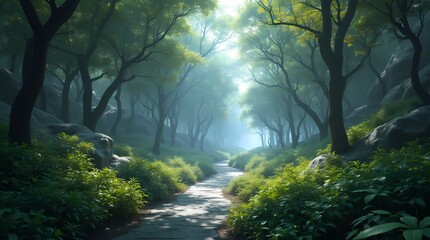Fototapeta premium Realistic photo of ultra-modern futuristic forest
