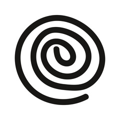 Simple line swirl in circle spiral shape doodle. Hand drawn geometric element for abstract design