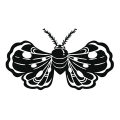 black and white silhouette of a butterfly hand drawn illustration
