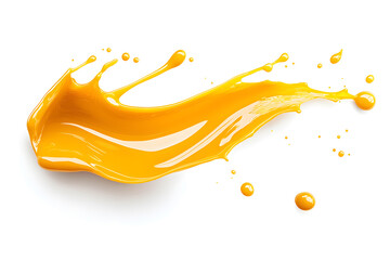 Orange mango puree splash isolated on white background
