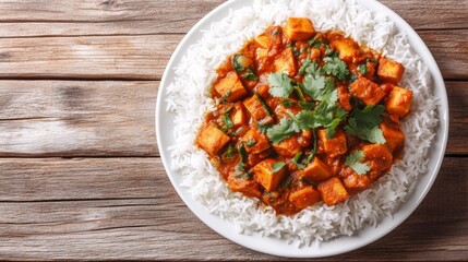 Colorful Curry Dish Served with Basmati Rice