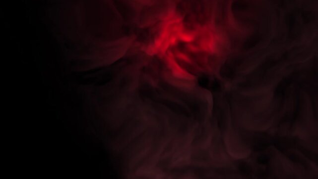 Red smoke waves animation the dark background. Rich smoke red lights wave
