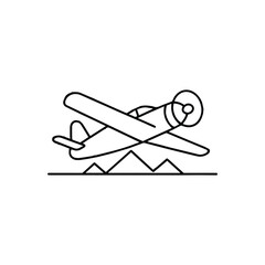  Outline illustration of plane vector linear design isolated on white background. Farm logo template, element for agriculture business, line icon object