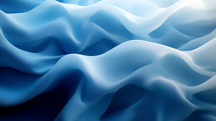 Obraz premium Abstract flowing blue waves with a soft light gradient in a fluid design - Generated AI