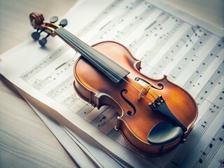 Fototapeta premium Minimalist Classical Music Photography: Elegant Instrument & Score Images