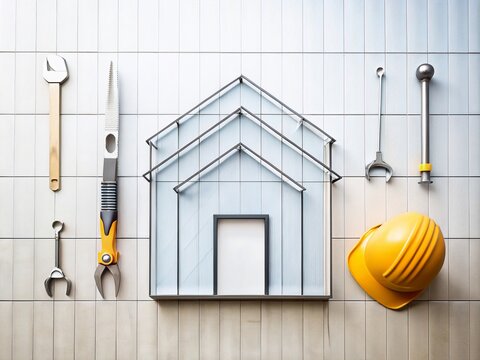 Minimalist Construction Line Art: 256x256 Pixel Perfect Building Symbols
