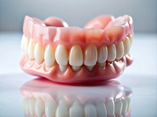 Obraz premium Minimalist Denture Photography: Clean, Modern Images of Partial & Full Dentures