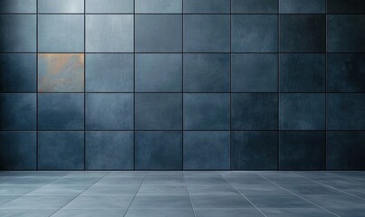 Dark textured wall with smooth tiles creating a contemporary atmosphere in a modern interior space