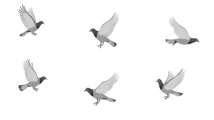 Obraz premium flock of pigeons flying in the open sky, perfect for bird-themed stock photography, urban wildlife, and nature conservation content 