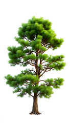 Fototapeta premium Left view of tree (Santolina) png with alpha channel to cutout 3D rendering, one line art. isolated with white highlights