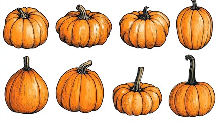 Pumpkin Clipart: Vibrant pumpkin clipart images showcasing pumpkins in various sizes and styles, perfect for Halloween, fall harvest, or autumn-themed designs.
