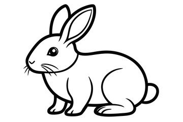 Bunny Coloring Page Vector. Rabbit line art vector illustration. Rabbit outline isolated on white background