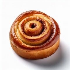 Fototapeta premium isolated chelsea bun on a white background, square food photography