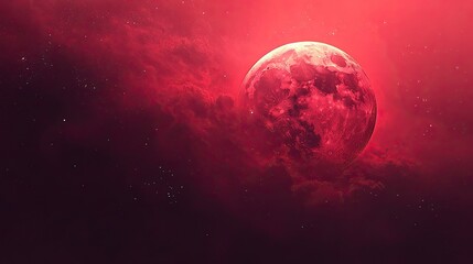 Red Moon: A mystical red moon background featuring a blood moon or eclipse, perfect for adding a magical, celestial theme to designs or illustrating lunar phenomena. 
