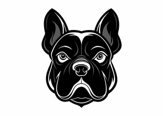 Bull Dog Head Silhouette Vector. American bully Dog head vector illustration on white background.