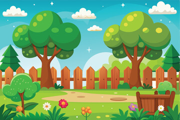 Sunny Days in the Backyard A Whimsical Garden Adventure vector illustration