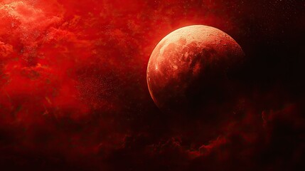 Red Moon: A mystical red moon background featuring a blood moon or eclipse, perfect for adding a magical, celestial theme to designs or illustrating lunar phenomena. 
