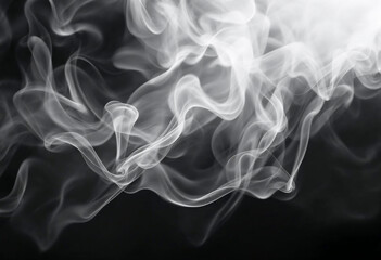 Fototapeta premium Black and White Swirling Smoke on Dark Background High Contrast