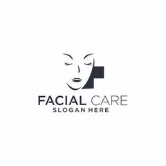 Women facial skin care logo design, women beauty salon logo vector.