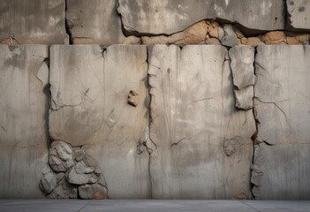Weathered concrete wall with rugged texture, cracked and worn stone surface,  background,  wall,  concrete