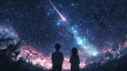 流れ星を見る人