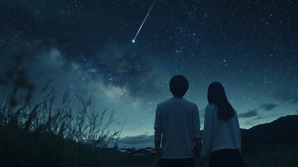 流れ星を見る人