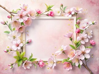 Fototapeta premium Minimalist Spring Flower Banner: Watercolor Blossom Mother's Day Design
