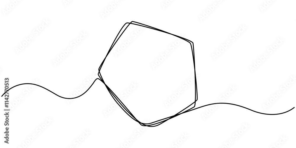 Leinwandbilder Continuous line drawing of a black square. One-line icon of a geometric frame. A sketch of a rectangular frame. Vector editable line illustration, A single line drawing of a triangle. pro vector.