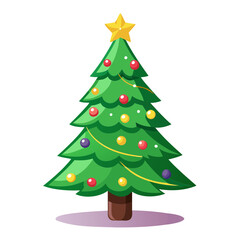 Colorful Christmas Tree Silhouette Vector Illustration Transparent Background