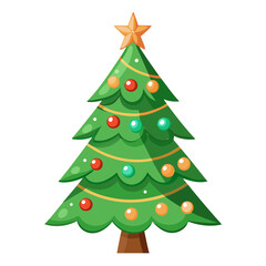 Colorful Christmas Tree Silhouette Vector Illustration Transparent Background