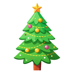 Vibrant Christmas Tree Silhouette Vector isolated on Transparent background