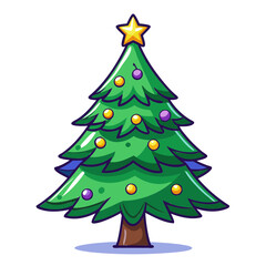 Colored Christmas Tree silhouette vector illustration isolated on a transparent background