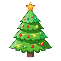 Colored Christmas Tree silhouette vector illustration isolated on a transparent background