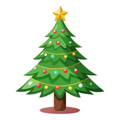 Colored Christmas Tree silhouette vector illustration isolated on a transparent background