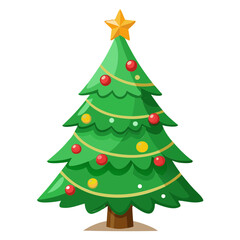 Colored Christmas Tree silhouette vector illustration isolated on a transparent background