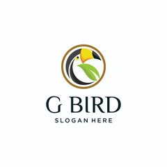 tropical bird logo with letter G concept , collection of tropical bird logos with letter G concept